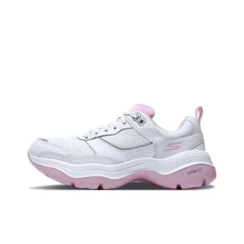 Skechers GO WALK Revolution Ultra Anti-Slip Wear-Resistant Low-Top Sports Casual Shoes Women's White Pink