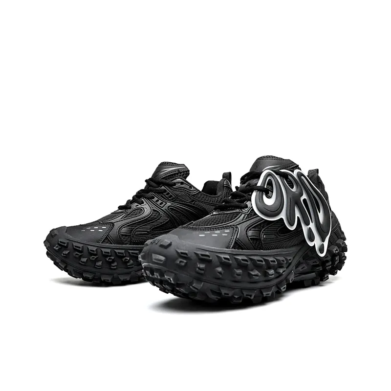 ORD Anti Slip Wear Resistant Breathable Height Increasing Low Top Chunky Sneakers Unisex Black-3