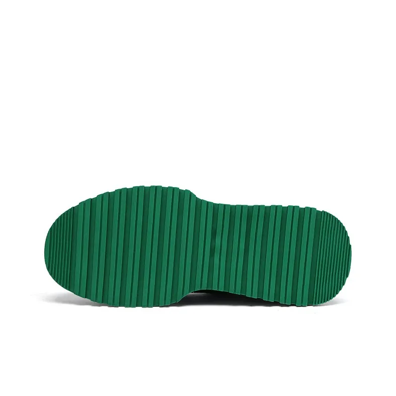 U7 Breathable Wear Resistant Cushioning Height Increasing Mid Top Skateboard Shoes Men's Black Green-4