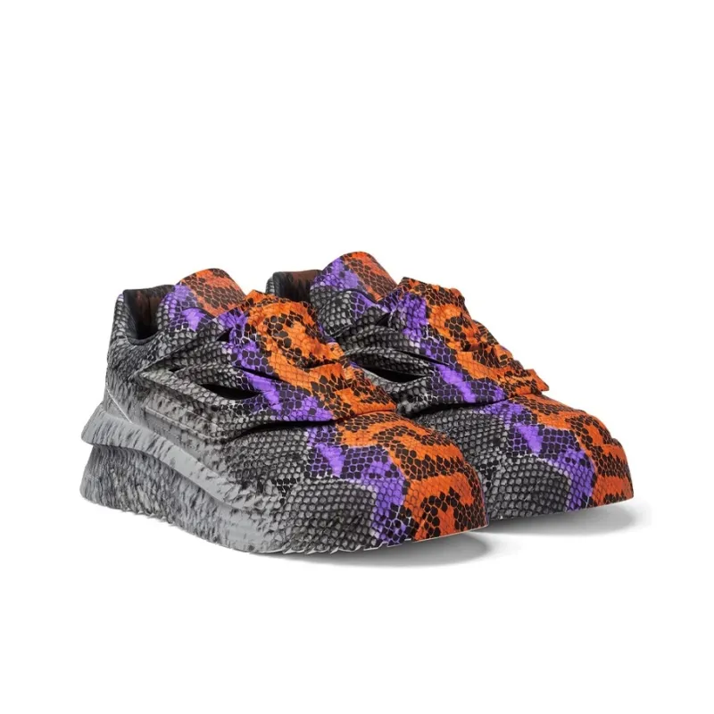 VERSACE Odissea Caged Rubber Medusa Sneaker 'Grey Orange Python'-2