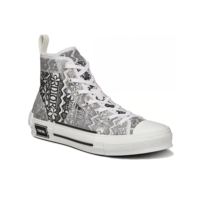 DIOR And Shawn B23 High Top Black White Embroidery-2