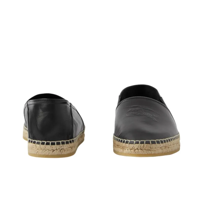 Burberry EKD Round Toe Leather Espadrille Black-3