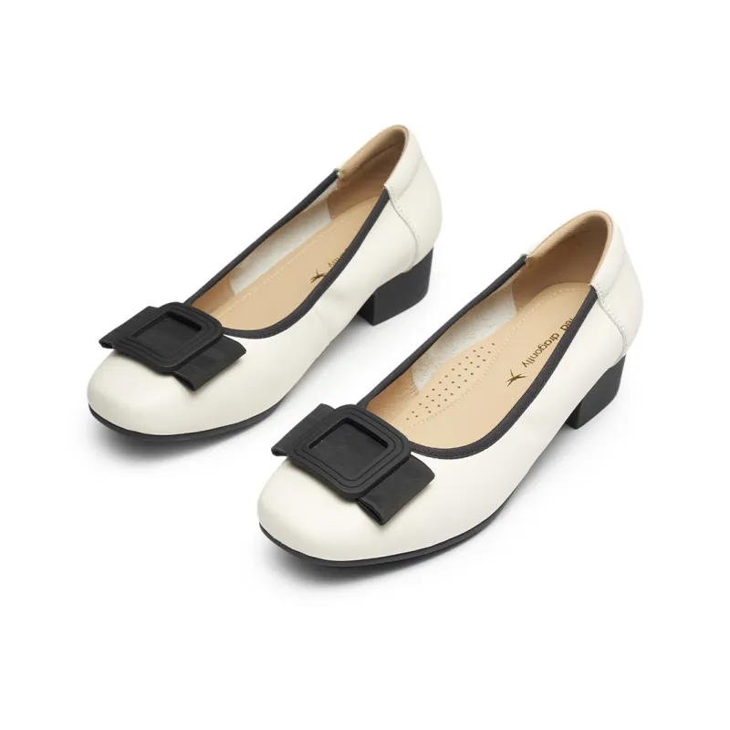 RED DRAGONFLY Slip on Unlined Shoes 3.4cm Heel Women's Black/Ecru-10