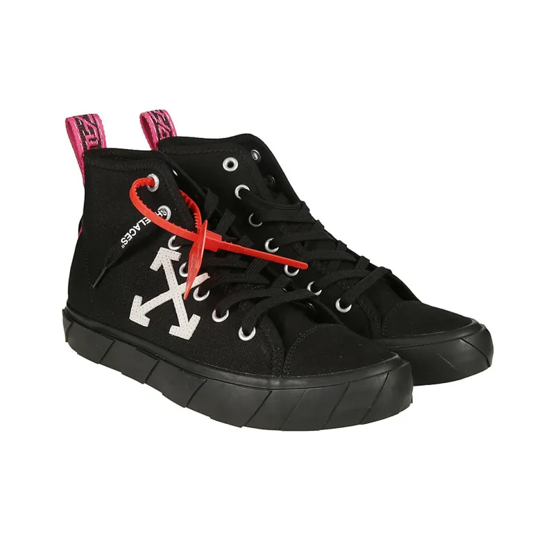 OFF WHITE High Top Stylish Skateboarding Shoes Men's Black-2