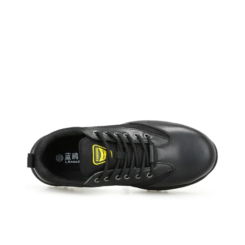 Blue Gull Shield Labor Shoes Wear Resistant Slip Resistant Low Top Outdoor Shoes Unisex Black-3