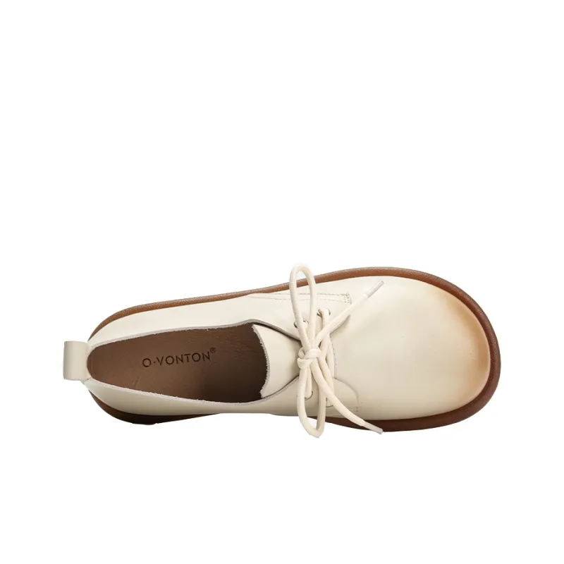 Q.VONTON Women's Casual Shoes Women's Low Top Ecru/Khaki-1
