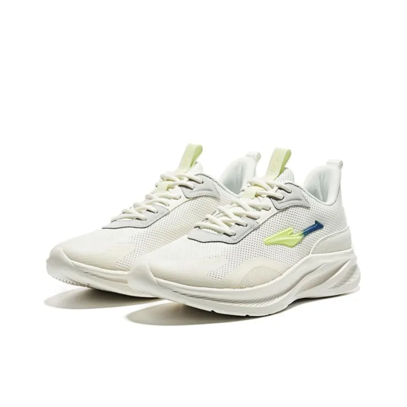 Erke Cushioning Anti Slip And Wear Resistant Low Top Running Shoes Men's White Green-2