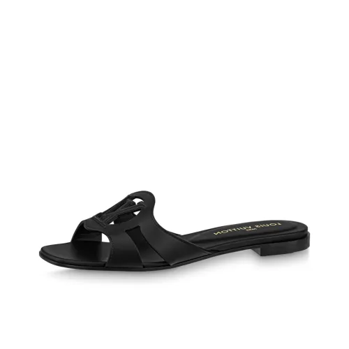 LOUIS VUITTON Abrasion-Resistant Slide Slippers Women's Black