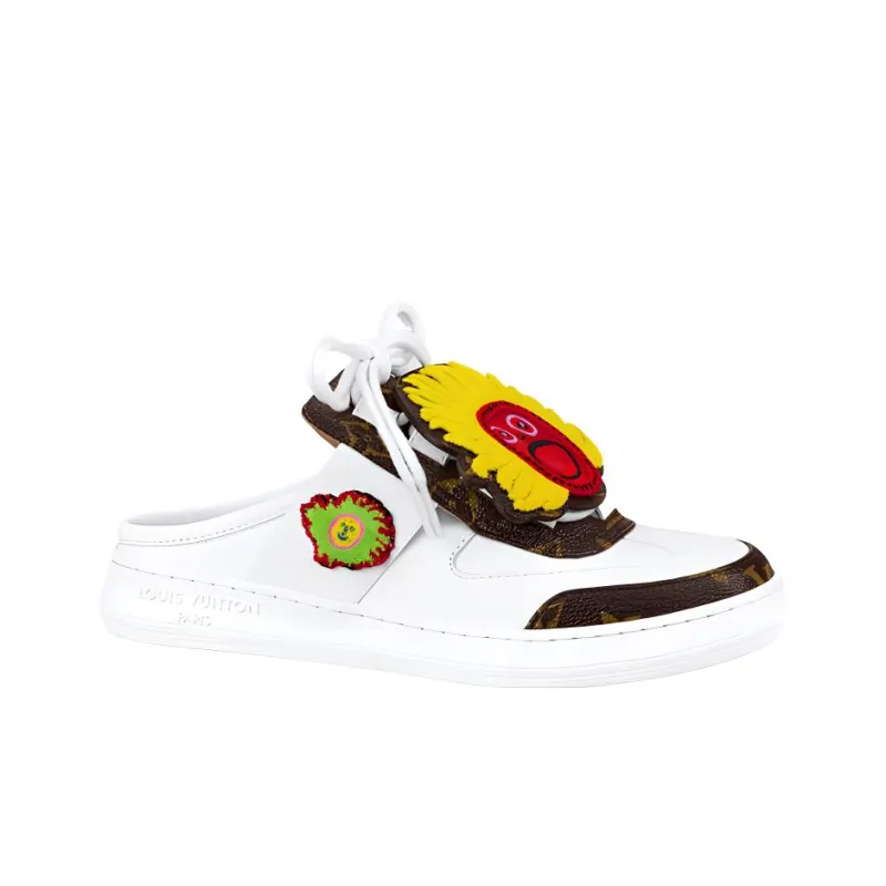 LOUIS VUITTON X Yayoi Kusama Mules 'White With Logo And Monogram' Women's-1
