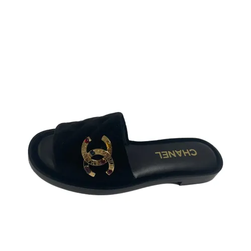 CHANEL Slide Slippers Women's Black