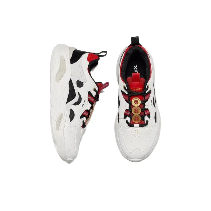 XTEP Mi Fan Mifan Anti Slip Wear Resistant Low Top Sports Casual Shoes White Black Red-2