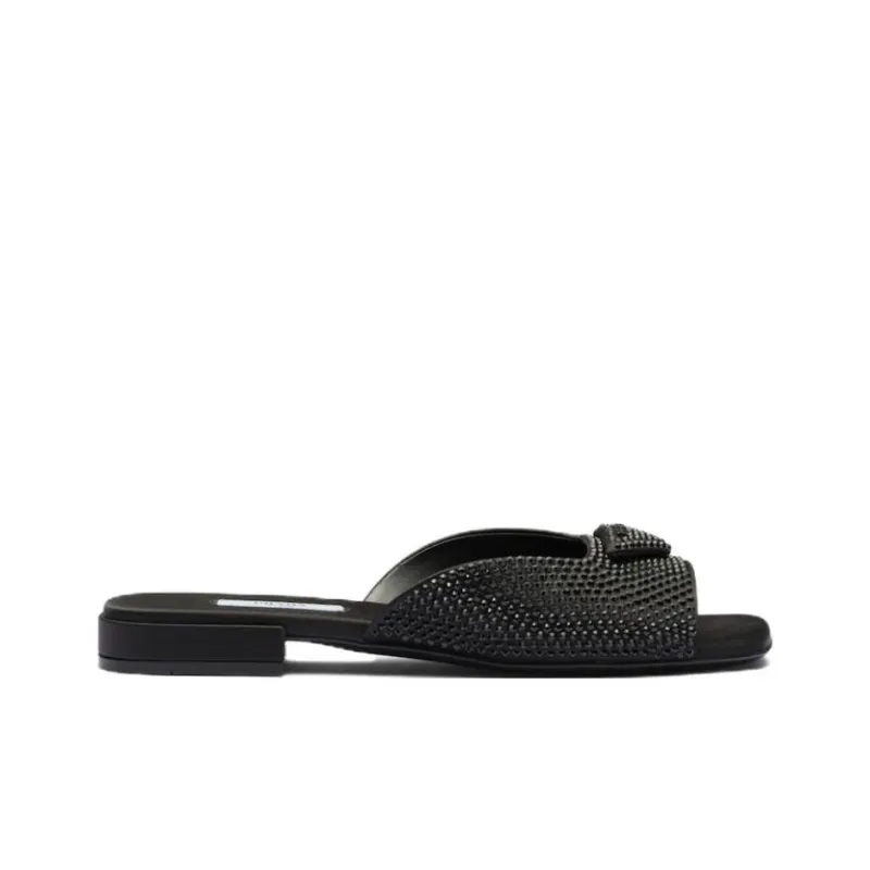 PRADA Rubber Sole Slip Resistant Slide Slippers Women's Black-1