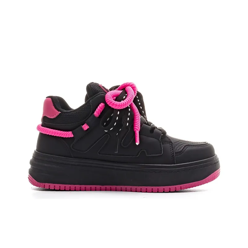 Warrior High Top Skateboard Shoes Women's Black Rose Red-1