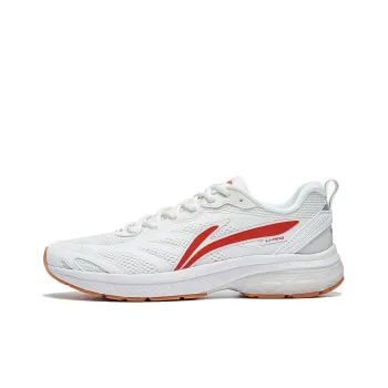 LiNing Anti Slip Wear Resistant Low Top Running Shoes Women's White Red