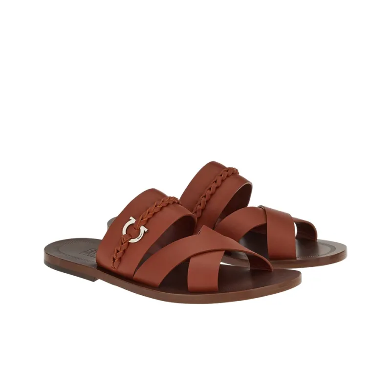 FERRAGAMO Slide Slippers Men's Burgundy-1