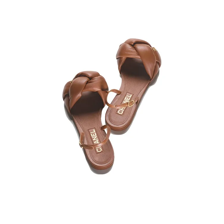 CHANEL Strap Sandals Women's Brown-2