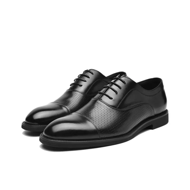 HLA Dress Shoes Men Low Top Black-1