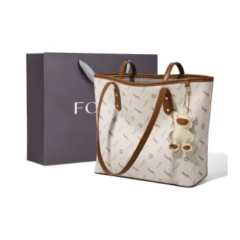 FOXER Synthetic Leather Shoulder Bag Laptop Bag Tote Bag Shopping Bag Shoulder Bag Large Size Women's Black