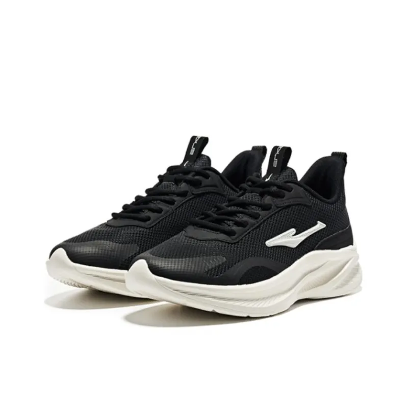 Erke Cushioning Anti Slip And Wear Resistant Lightweight Rebound Low Top Casual Running Shoes Women's Black White-1