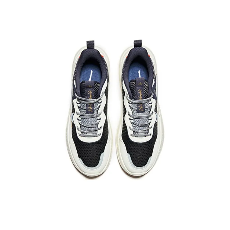 Erke Jie Ao Anti Slip Wear Resistant Low Top Sports Casual Shoes Men's White Black Blue-2