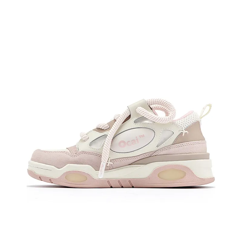 Ocai Retro Anti Slip Wear Resistant Low Top Skateboard Shoes Unisex Haze Pink-0