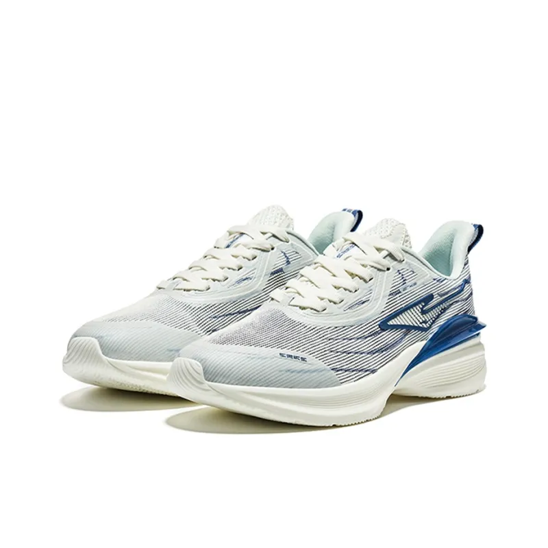 Erke Cushioning Anti Slip And Wear Resistant Low Top Running Shoes Men's White Blue-1