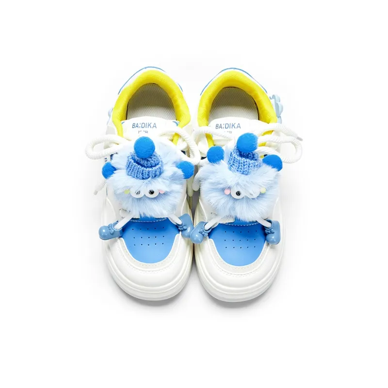 KARLIE KELLER Breathable Height Increasing Low Top Skateboard Shoes Women's Beige Blue-3