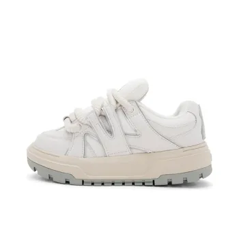 MLB Chunky Liner Anti Slip Wear Resistant Low Top Casual Shoes Unisex Ecru