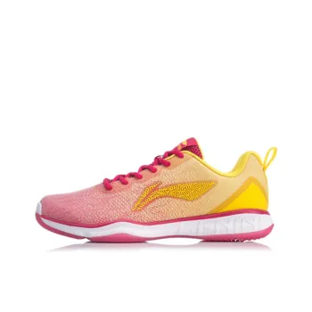 LiNing Anti Slip Wear Resistant Breathable Lightweight Low Top Badminton Shoes Unisex Rose Red