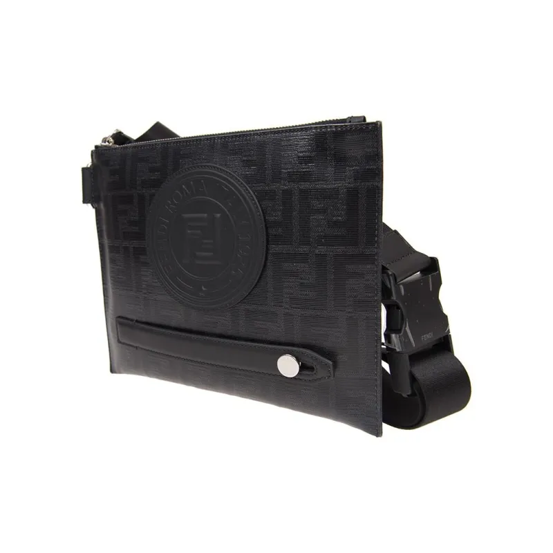 FENDI PVC Envelope Bag Shoulder Bag Crossbody Bag Men's Black-1