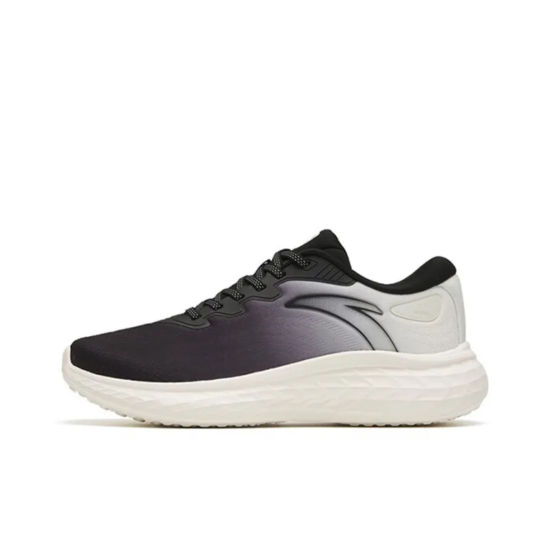 Anta Cushioned Wear Resistant Breathable Rebound Low Top Running Shoes Men's Black White-0