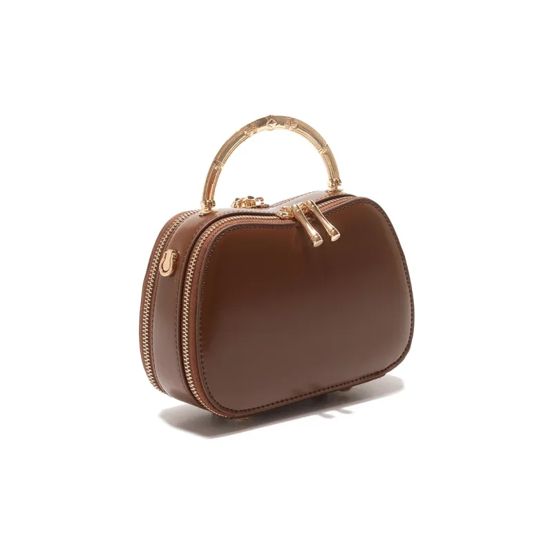 GXFMOD Cow Leather Shoulder Bag, Crossbody Bag, Handbag Women's Caramel-3