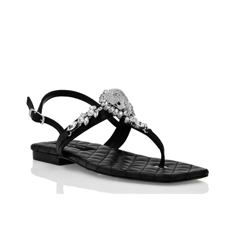 PHILIPP PLEIN Crystal-skull Leather Sandals-2