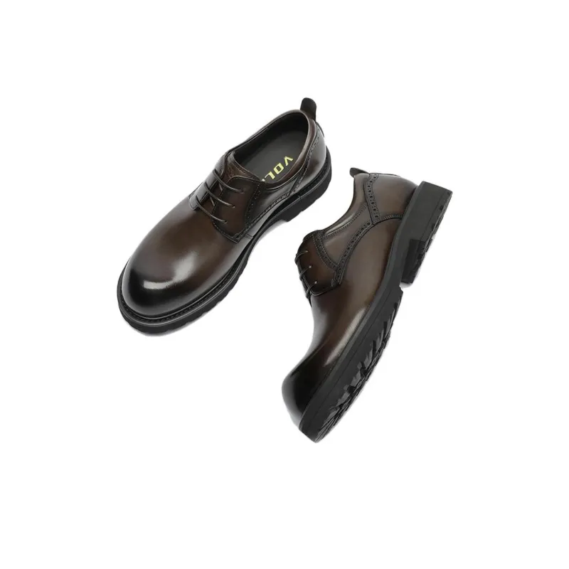VOLO Big Head Leather Shoes Casual Shoes Men's Brown-3