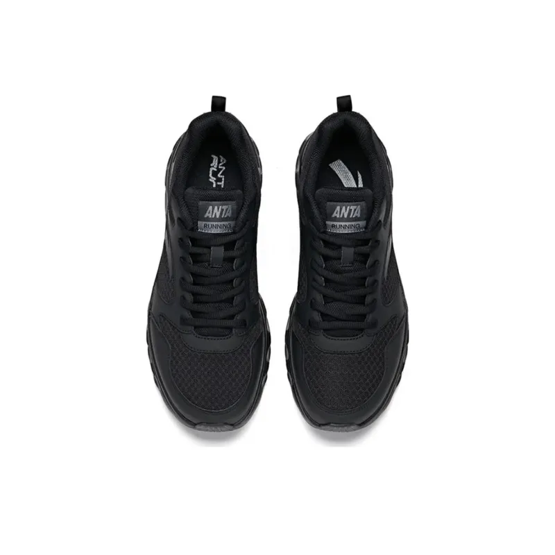 Anta Cushioned Anti Slip Wear Resistant Breathable Lightweight Low Top Running Shoes Men's Black-2