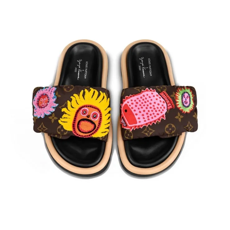Yayoi Kusama x LOUIS VUITTON Stylish Sandal Women's Brown Yellow-3
