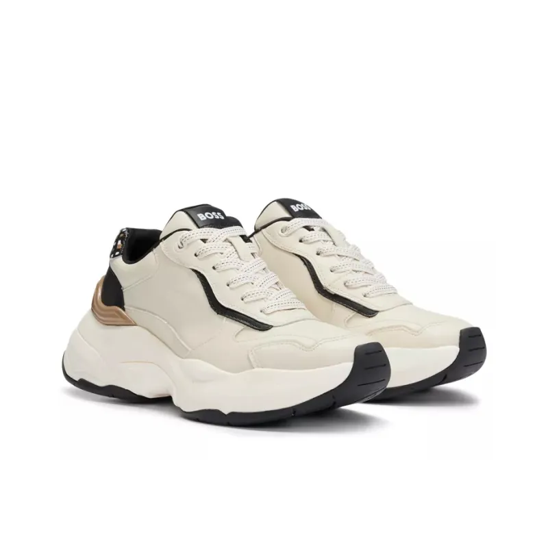 HUGO BOSS Slip-Resistant Low-Top Sports Casual Shoes Women's Light Beige-1