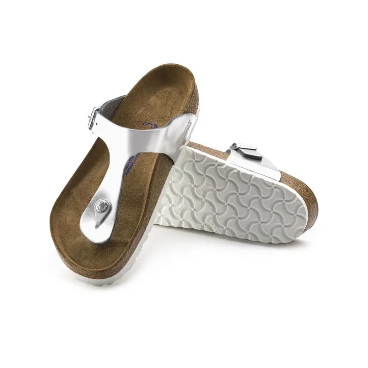 Birkenstock Gizeh Softbed Metallic Silver Women's-3