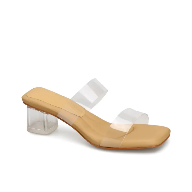 Naiyee Slide Slippers Women's Ecru Low Heel/Apricot Low Heel/Ecru High Heel/Apricot High Heel-4