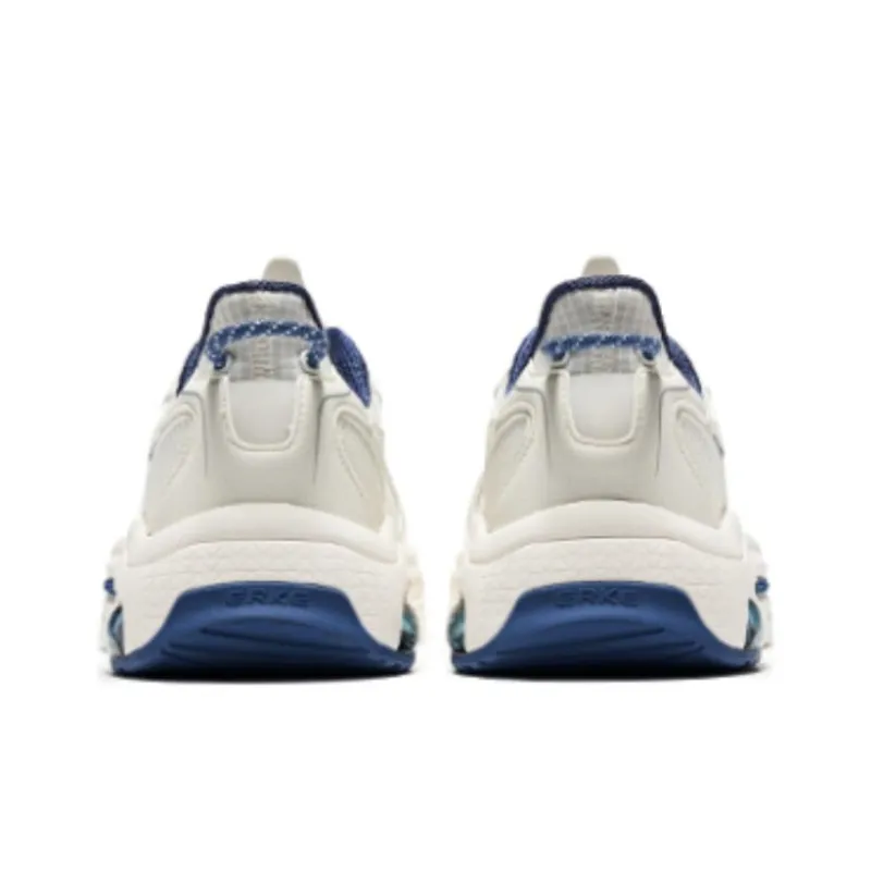 Erke Cushioning Anti Slip And Wear Resistant Low Top Running Shoes Men's Microcrystal White Core Blue-4