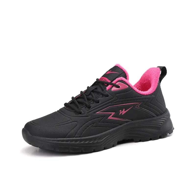 Binary Wear resistant And Lightweight Low Top Casual Shoes Women's All Black Red-1