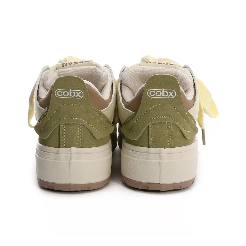 Cob Non slip Lightweight Low Top Skateboard Shoes Women's Green Yellow-3