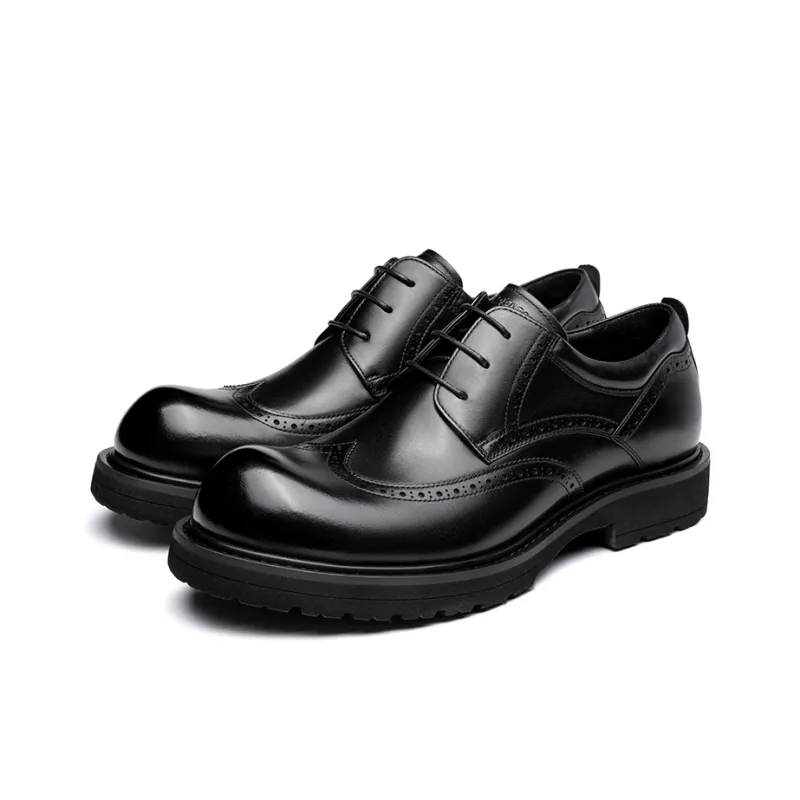 LAORENTOU Men's Casual Shoes Men Low Top Black/Dark Coffee-2