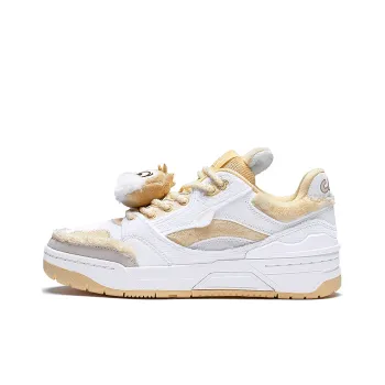 DISHINI LiNing RSR 101䨻 Chip 'N Dale Collection Anti Slip Wear Resistant Low Top Skateboard Shoes Women's White Yellow