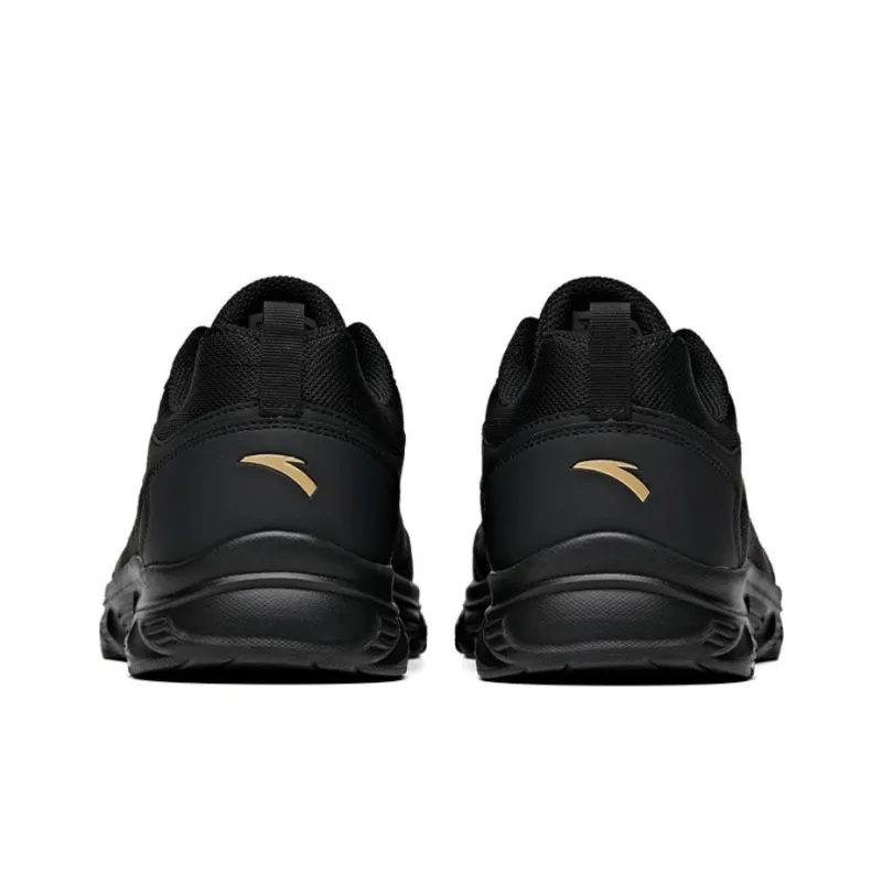 Anta Slip Resistant Breathable Lightweight Low Top Running Shoes Men's Black Gold-3