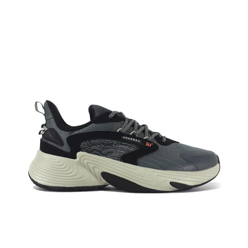 361° Anti-Slip Wear-Resistant Low-Top Running Shoes Men's Black Gray-1