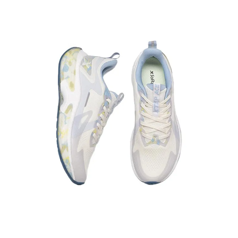 XTEP Anti Slip And Wear Resistant Breathable Low Top Casual Running Shoes Women's White Gray Blue-3