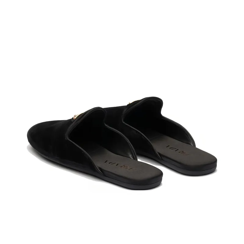 PRADA Triangle-logo Velvet Slippers-3