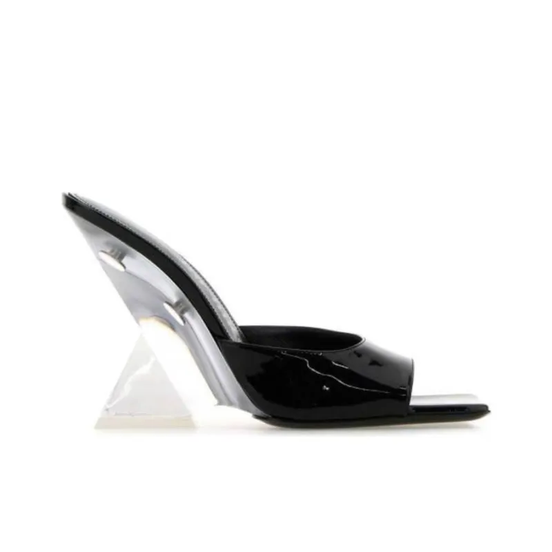 The Attico Cheope Glossy Wedge Square Toe Mules Women's-1