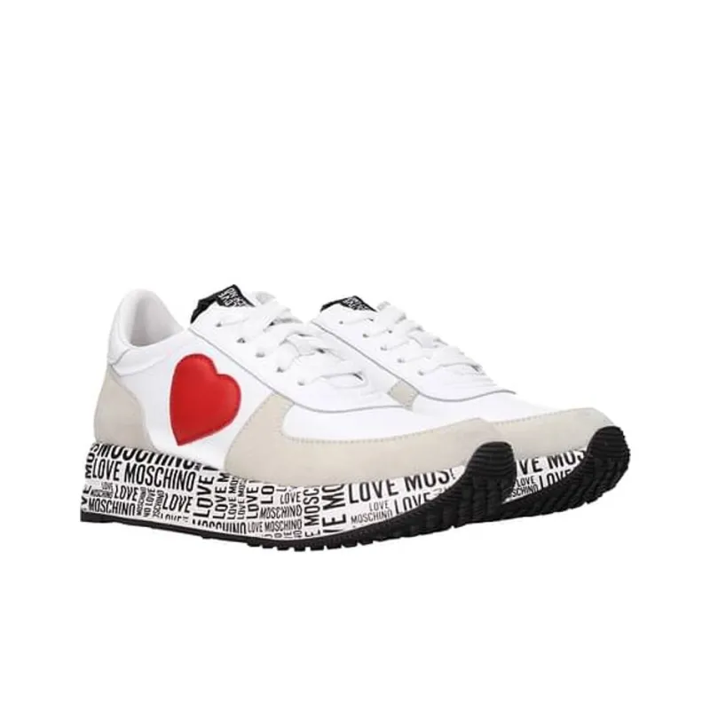 LOVE MOSCHINO Slip Resistant Low Top Sports Casual Shoes Women's White Red-1